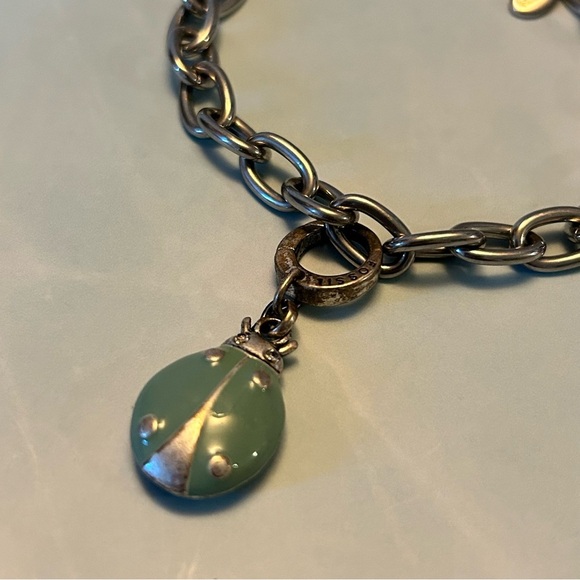 Fossil Silver and Green Beatle Charm Bracelet - Picture 2 of 3